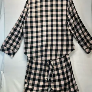 Victoria'S Secret Plaid Flannel Pj’S‎ M Pink/Black W/Gold Thread Preowned thumbnail 1