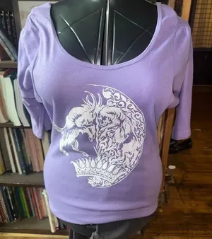Free People purple graphic goat crown scoop neck XS oversized top thumbnail 1