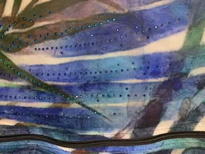 Valentina Womens XL Mesh Jacket Blue Green Tropical Print Sheer Lightweight thumbnail 9