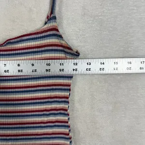 Reformation Jeans Womens Medium Ribbed Striped Cami Tank Top Red Blue Cream thumbnail 4