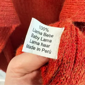 La Domenica La Casa De La Llama 100% Baby Llama‎ Burnt Orange Cardigan Sweater L thumbnail 6