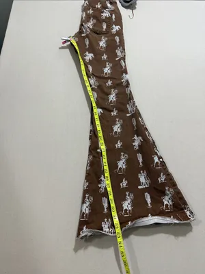 Women's Brown Boot-Cut Jeans with White Western Print thumbnail 7