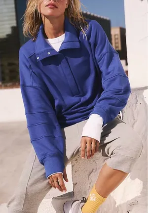 NWT Free people FP Movement Warm Down Pullover - Maliblue cobalt blue - Small thumbnail 1