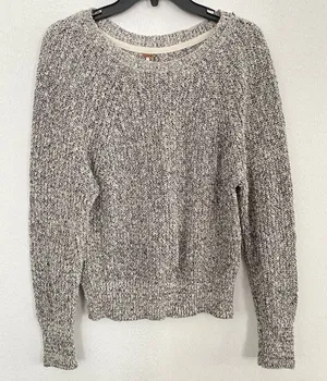 Free People Marled Knit Sweater Women Medium Relaxed Fit Crew‎ Neck Long Sleeve thumbnail 1