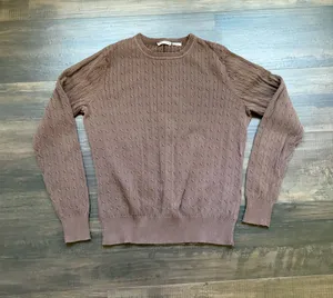 Womens brown Cable Knit Crewneck Sweater S/M size thumbnail 1