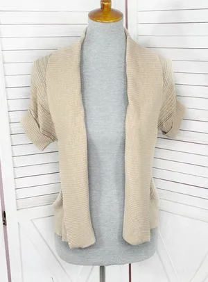 Dress Barn Vintage Open Front Cardigan Topper‎ Sweater Tan Small thumbnail 1