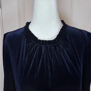 Tommy Hilfiger Navy Velvet Ruffle Mock Neck Long Sleeve Dress Office 12 Formal thumbnail 2