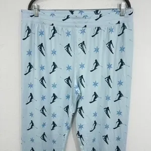 PJ Salvage Women's M‎ Lounge Pajama Pants Blue Skiing Snowflake Sleepwear thumbnail 2