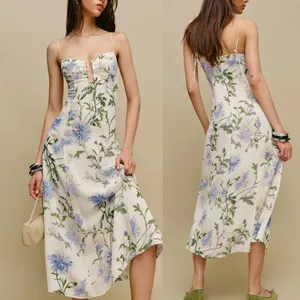 Reformation Emely Dress Midi Length Serenity Ivory Lilac Floral Lace Up French 8 thumbnail 4