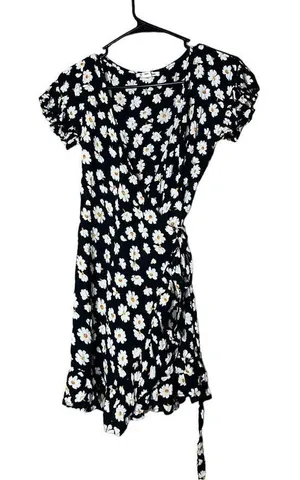 Billabong Black‎ Flower Print Wrap Mini Dress Size Small thumbnail 1
