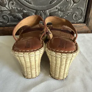 Born Brown Leather Woven Espridrille Wedge‎ Platform Sandal Women 6 US. 36.5 EU thumbnail 3