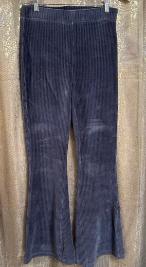 Aerie Groove On Gray High Waist Velvet Ribbed Flare Lounge‎ Pants Medium thumbnail 1