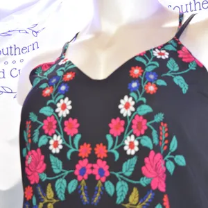 Xhilaration Spaghetti Strap Dress, Floral Pattern on Black Size XL thumbnail 2