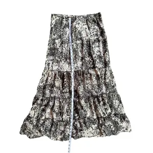 CAbi Tiered Convertible Midi Dress Maxi Skirt Black White Peasant Boho Medium thumbnail 5