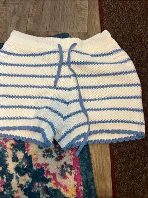 Altard state White & Blue Striped Knit Drawstring Women's Shorts thumbnail 5
