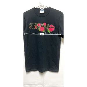Champion Womens Small Black Graphic T-Shirt Rose Floral Logo Crew Neck‎ Tee thumbnail 7