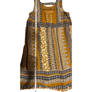 Maurices Mustard Yellow Floral Tile‎ Print Sleeveless Shift Dress Back Cutout M thumbnail 5