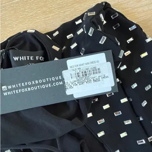 White Fox Mini Dress Halter Nice For What Size XS Black Silver thumbnail 2