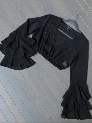Forever 21 contemporary mesh crop top with bell sleeve thumbnail 4