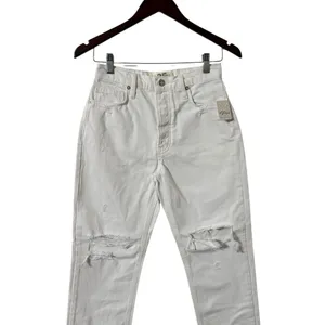 NWT FREE PEOPLE We The Free Maggie Distressed Cotton White Denim Jeans thumbnail 5