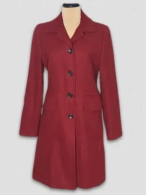 Banana Republic Wool Blend Pea Coat Red Burgundy Extra Small thumbnail 1