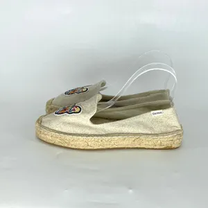 Soludos Frenchie Embroidered Platform Smoking Slipper (Sand) coastal size 9 thumbnail 2