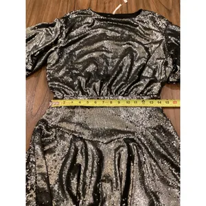 Free People Manuka Sequin Mini Dress Size XS Silver Party NWT thumbnail 5