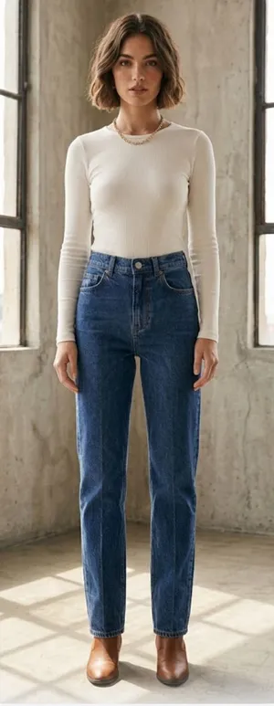Reformation High-Rise Straight Leg Jeans - Blue 099 thumbnail 1