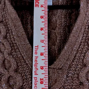 Grandma-Core Sweater A New Day Brown Cable Knit V-Neck Wool Blend Size Medium thumbnail 5