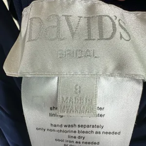 David's Bridal Navy Blue Sleeveless Chiffon Draped Pleated Bride's Maid‎ Dress 8 thumbnail 7