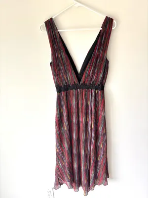 House of Harlow 1960 X Revolve Yelena Midi Dress Linen Multi Color Stripes Y2K thumbnail 7