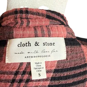 Anthropologie Cloth & Stone Daia Plaid Pink‎ and Black Mini Dress Sz S thumbnail 5