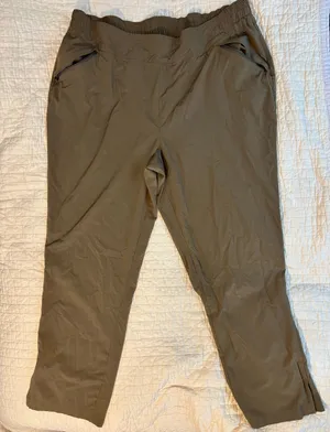 Nautile Olive Brown Athletic Pull On Zipper Ankle Pants Plus Size 1X thumbnail 1