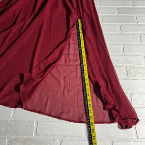ANRABESS Maxi Dress‎ XL Maroon Sheer Lined Slit Dolman 3/4 Sleeve Elastic Waist thumbnail 4