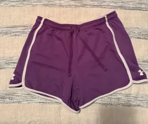 Under Armour Womens Purple Running Shorts White Trim Drawstring Size Small thumbnail 1