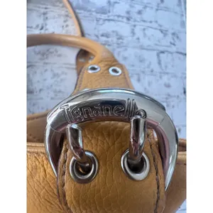 Tignanello Mustard Yellow Pebbled Leather Satchel Buckle Handbag Silver Hardware thumbnail 3