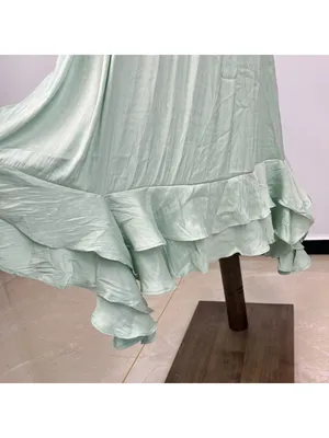 NWOT Farm Rio Tiered Ruffled Sleeveless V-neck Midi Dress Green Sz M thumbnail 9