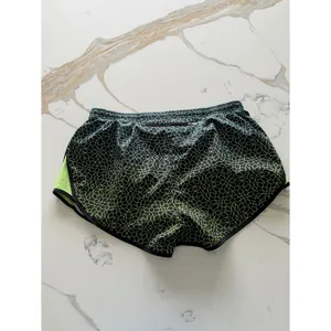 Nike Dri-FIT Running Shorts Womens Medium‎ Black Neon Green Geometric Print Gym thumbnail 2