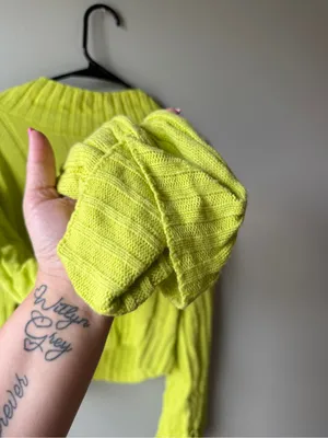 Nasty Gal Neon Lime Ribbed Knit Sweater Small thumbnail 3