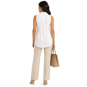 Calvin Klein White Sleeveless Button Front Collared Top Blouse Size Medium NWT thumbnail 2