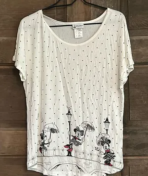 Disney Parks Women's Medium Minnie Mouse Dancing In The Polka Dots T-Shirt‎ thumbnail 1