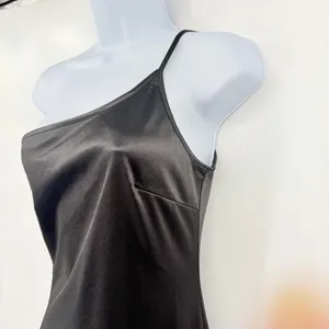Y2K Black Satin One Shoulder Midi Dress Sz S Going Out Club 90s Sleek Wedding thumbnail 5