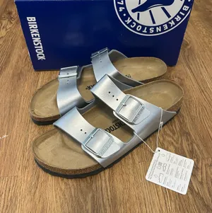 Birkenstock Arizona silver gladiator sandals shoes new thumbnail 1