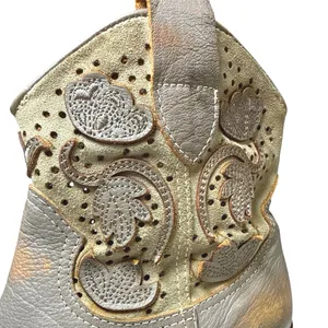 Guja Women's Tan Floral Leather Cowboy Stack Heel Western Ankle Boots Size 6 thumbnail 5