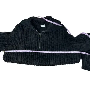 H&M 1/4 Zip Super Chunky Knit Ribbed Sweater Womens M/L Preppy Dark Academia thumbnail 8
