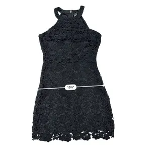 Lulu's Love Poem Black Crocheted Lace Dress SMALL Sunflower Pattern‎ LBD thumbnail 8