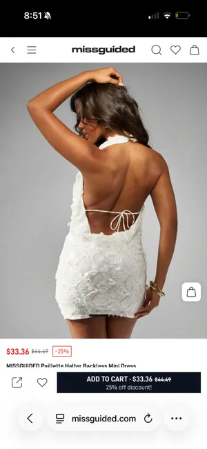 Sequin white party dress thumbnail 2