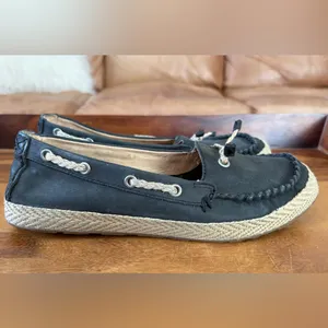 UGG Chivon Leather Moccasin Navy Nubuck Jute Wrapped Sole thumbnail 2