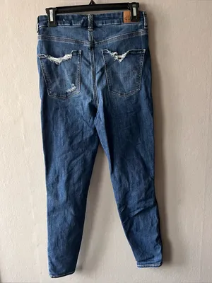 American Eagle Distressed Patched Curvy Super Hi Rise Jeggings Size 8 thumbnail 5