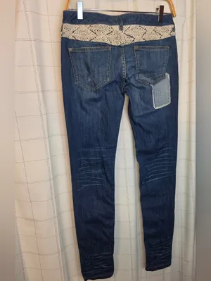 Free People Patchwork Crochet Lace Jeans thumbnail 6